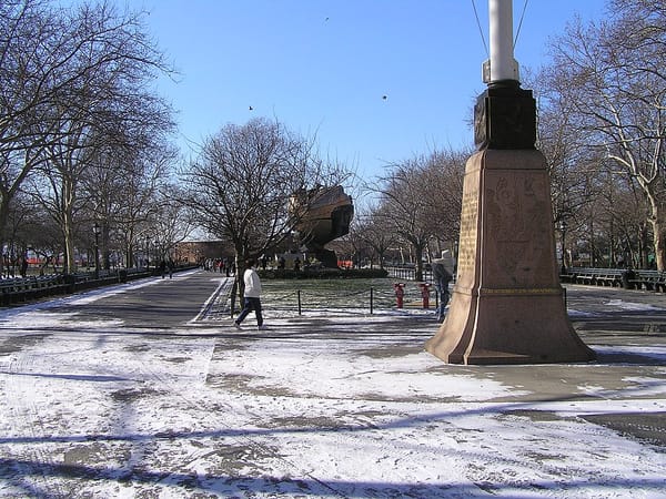 Battery Park, snow on the ground.